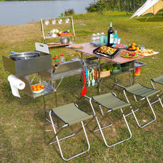D881 Mobile Camp Kitchen – Folding Stainless Steel Cooking Station for Blackstone & RV