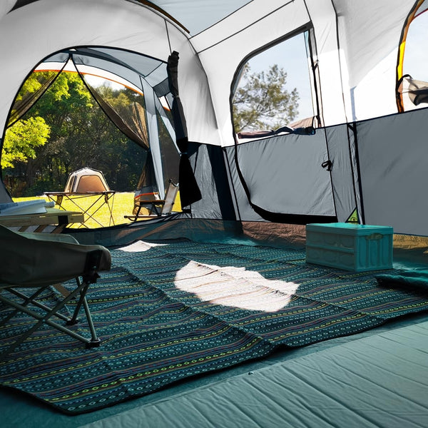 8-Person Waterproof Tunnel Tent with Screened Porch – Extra Large Family Camping Tent 20' x 9', Cabin Style, Rain Fly Included