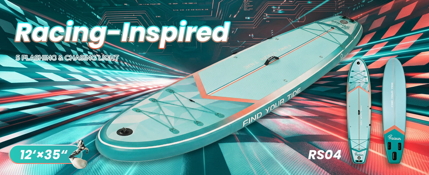 PRAISUN All-Round Inflatable SUP – 12' x 35" Wide Stand Up Paddle Board for Yoga, Fishing & Family Fun | Includes Deluxe Seat & Complete Kit