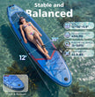 PRAISUN All-Round Inflatable SUP – 12' x 35" Wide Stand Up Paddle Board for Yoga, Fishing & Family Fun | Includes Deluxe Seat & Complete Kit