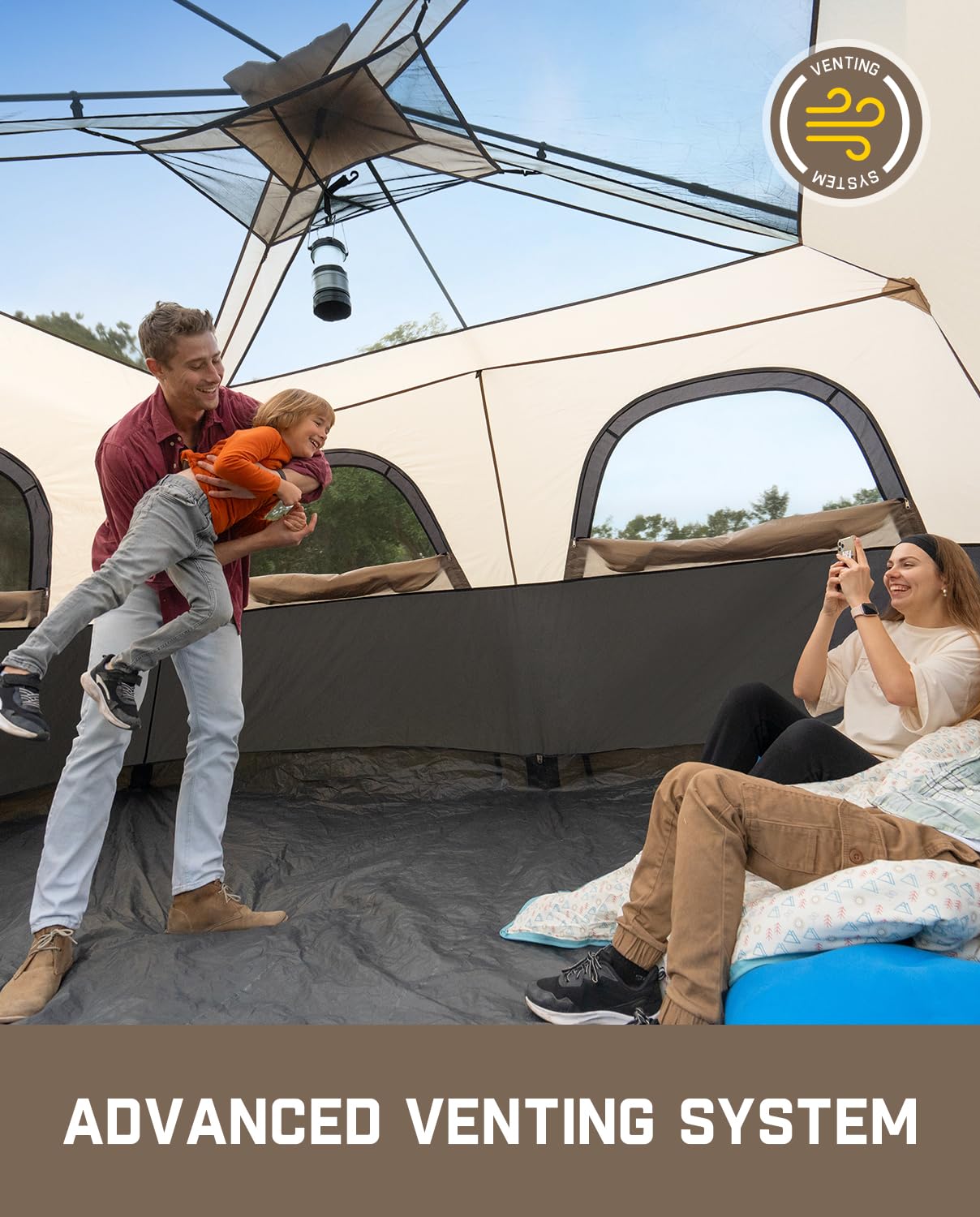 FanttikOutdoor 8-Person Instant Cabin Tent – 60 Second Setup, Waterproof Rainfly & Windproof, Large Family Camping Tent with Carry Bag