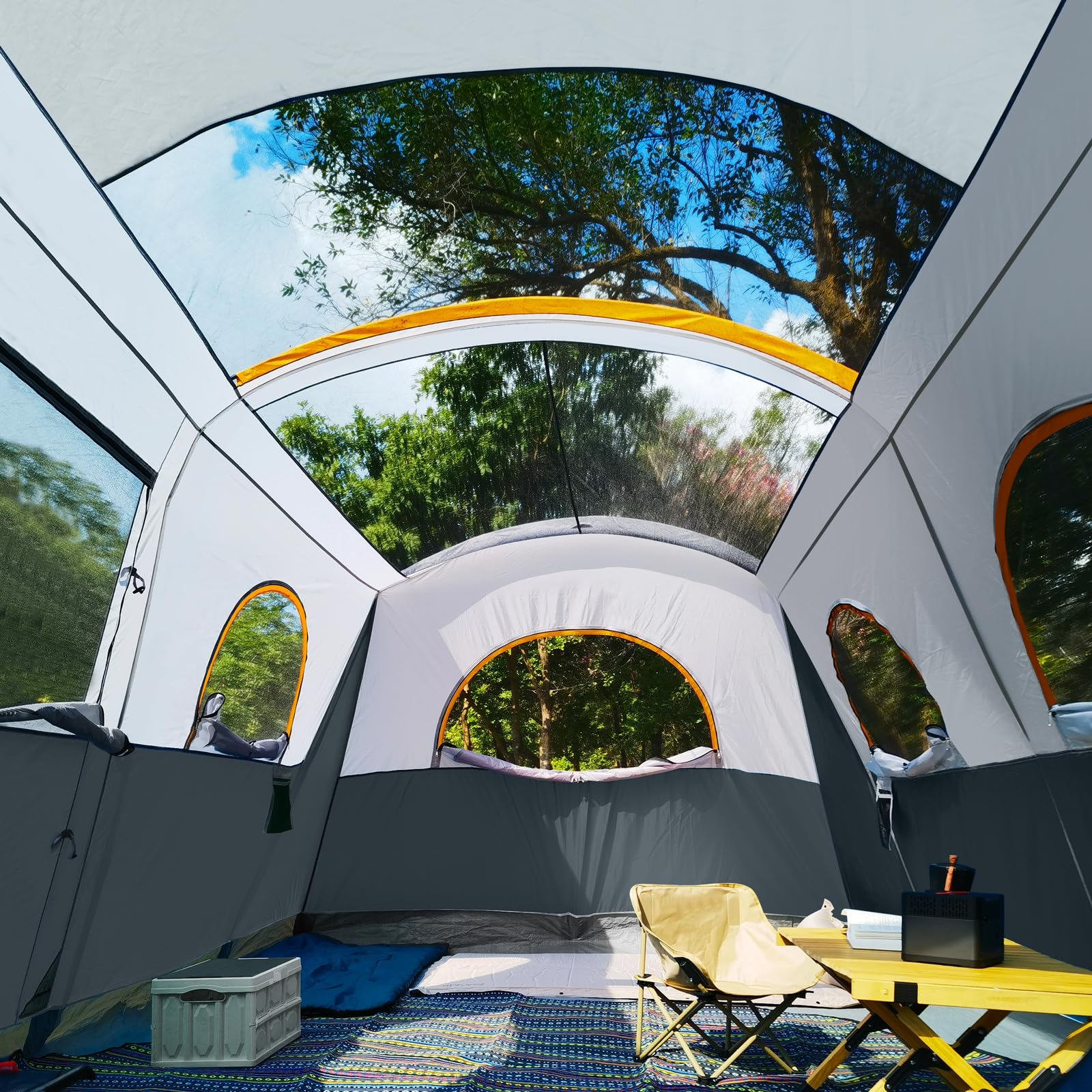 8-Person Waterproof Tunnel Tent with Screened Porch – Extra Large Family Camping Tent 20' x 9', Cabin Style, Rain Fly Included