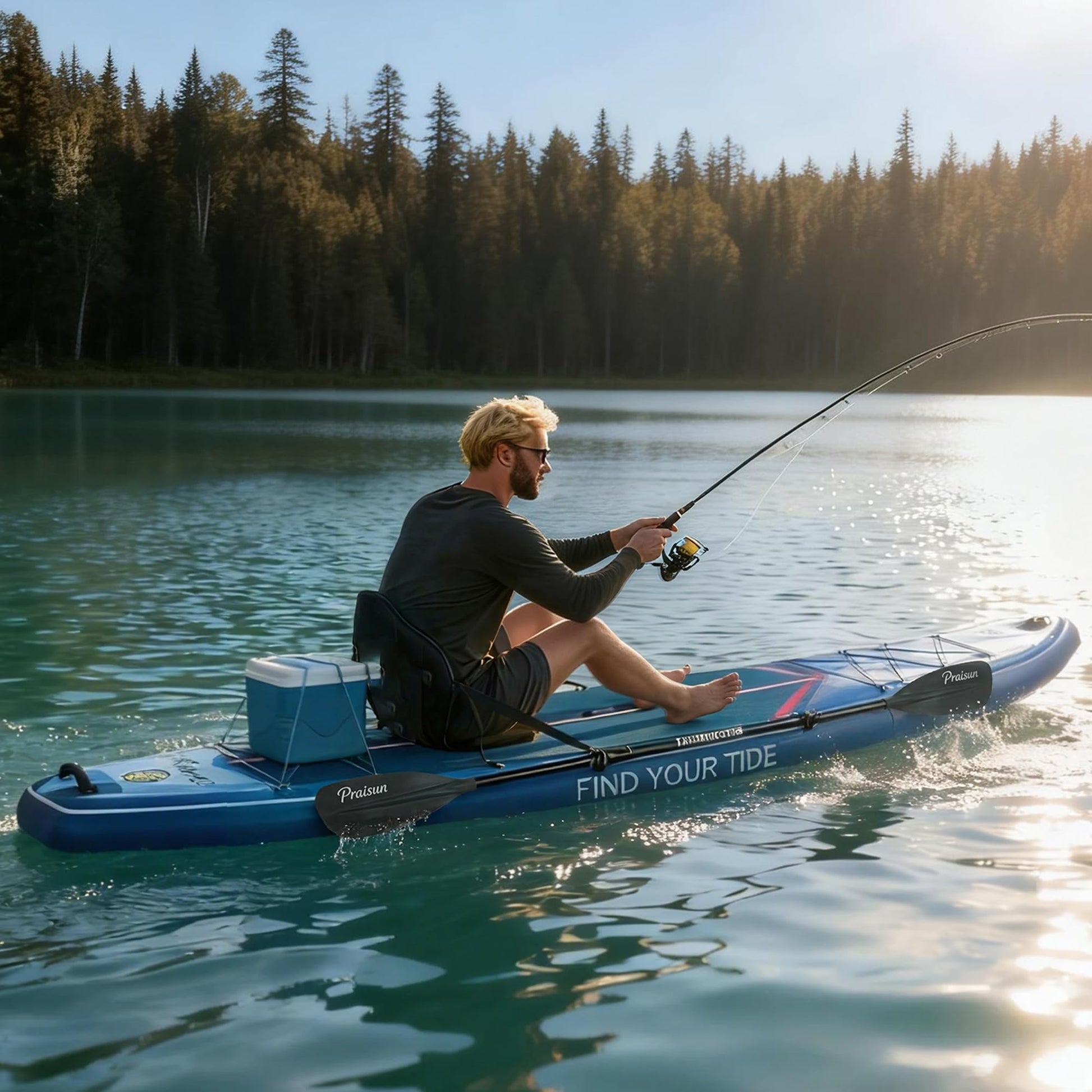 PRAISUN All-Round Inflatable SUP – 12' x 35" Wide Stand Up Paddle Board for Yoga, Fishing & Family Fun | Includes Deluxe Seat & Complete Kit
