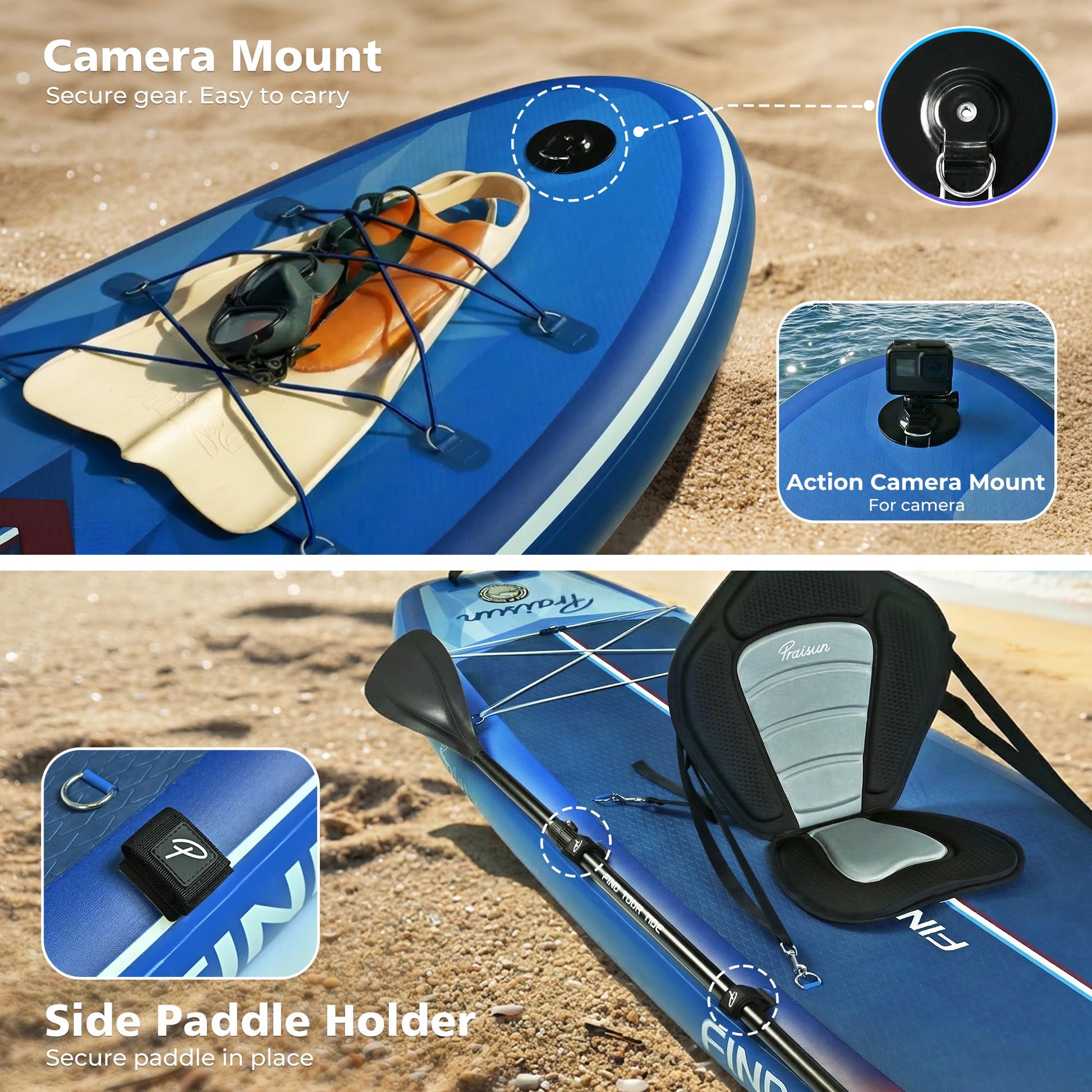 PRAISUN All-Round Inflatable SUP – 12' x 35" Wide Stand Up Paddle Board for Yoga, Fishing & Family Fun | Includes Deluxe Seat & Complete Kit